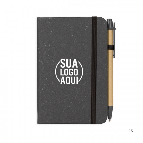 Caderneta Palha de Trigo com Caneta personalizada