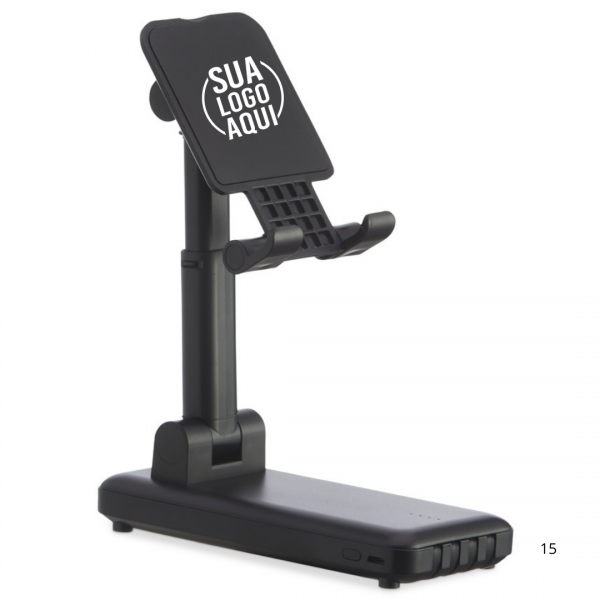 Power Bank 10.000mAh Multissaídas com Suporte para Celular ou Tablet personalizado