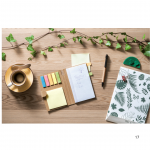 blocos adesivados com 25 folhas cada e capa em papel kraft reciclado personalizado