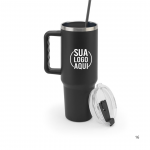 Copo de viagem de grande dimensão em aço inoxidável 91% reciclado com parede dupla isolada (1300 mL)