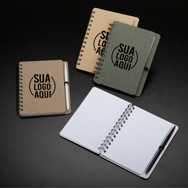 Caderno Kraft B6 com Porta Caneta personalizada
