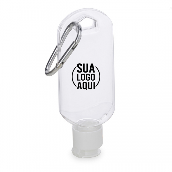 Frasco Plástico 55ml com Mosquetão personalizado